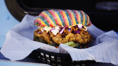 Airheads Xtreme Sour Candy Made A Chicken Sandwich Complete With An Airheads Bun And I Am So Confused