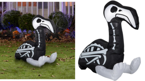 You Can Get An Inflatable Skeleton Flamingo To Put In Your Yard For Halloween