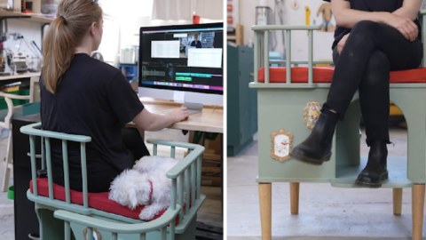 This Office Chair Was Made With Extra Space For Needy Fur Babies To Sit Next To You