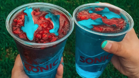 Sonic Has A Shark Week Slush Topped With Strawberries And Gummy Sharks
