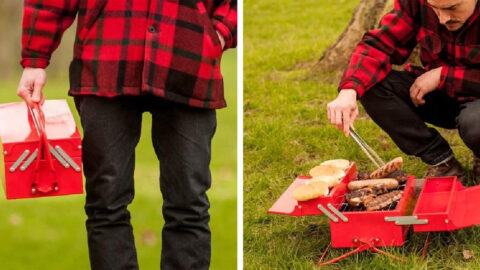 This Toolbox Is Actually A Portable Grill That You Can Easily Tote Anywhere With You