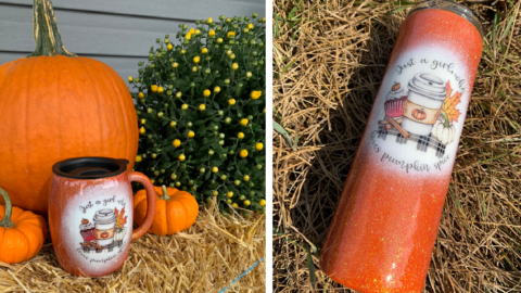 You Can Get A Gorgeous “Just A Girl Who Loves Pumpkin Spice” Glitter Tumbler That’s Perfect For Fall
