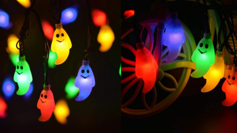 You Can Get Colorful Ghost LED String Solar Lights To Light Up Your Home For Halloween!
