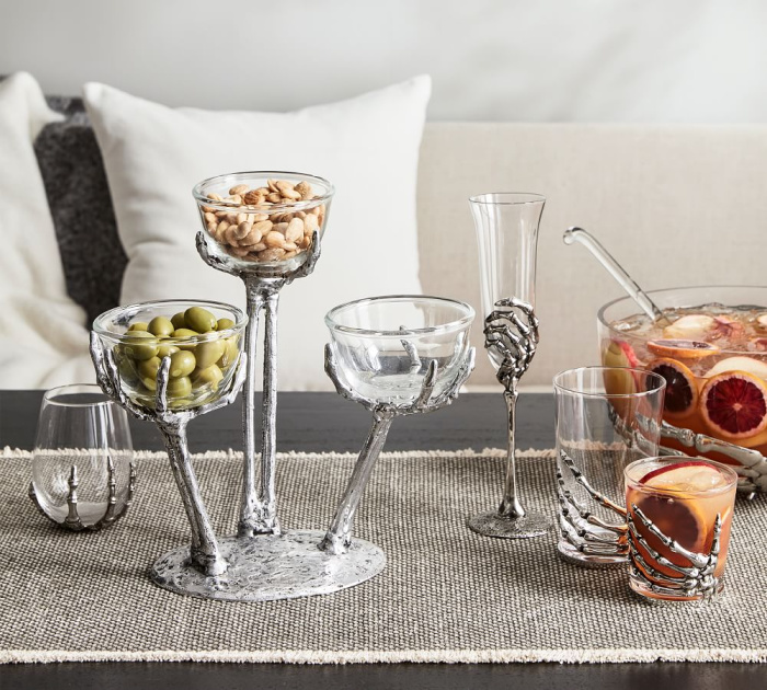 Pottery Barn Has Spooky Skeleton Hand Champagne Glasses That Are Perfect  For Your Next Halloween Bash