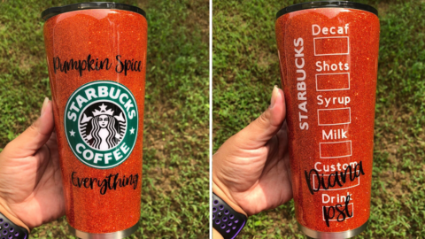 This Orange Glitter “Pumpkin Spice Everything” Tumbler Is The Only Cup You Need For Fall
