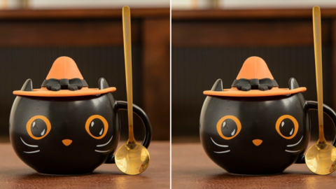 You Can Get A Starbucks Black Cat Mug That Comes With A Matching Stirring Spoon