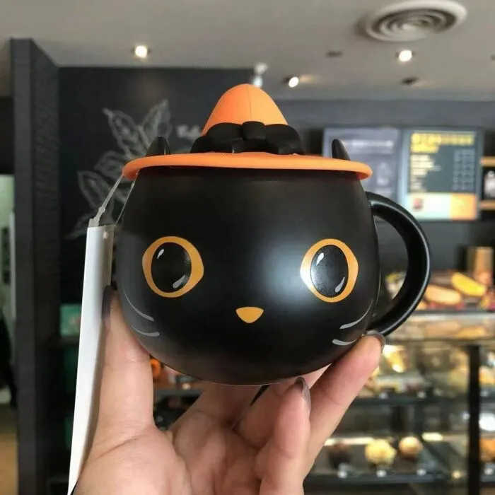You Can Get A Starbucks Black Cat Mug That Comes With A Matching Stirring  Spoon