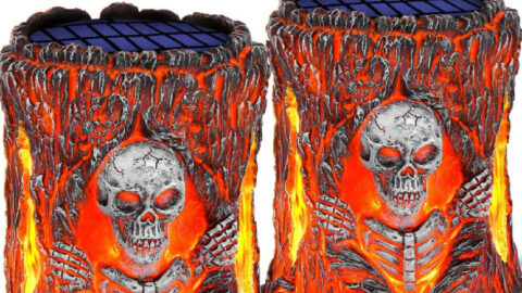 Amazon Is Selling Skull Solar Powered Flickering Lights To Place Along Your Driveway For Halloween