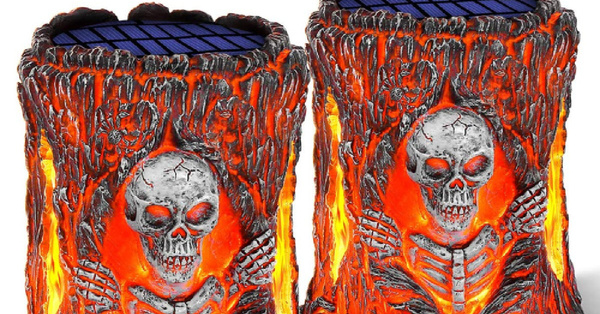 Amazon Is Selling Skull Solar Powered Flickering Lights To Place Along Your Driveway For Halloween