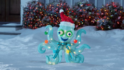Home Depot Is Selling A Light-Up Christmas Octopus You Can Put In Your Yard For The Holidays