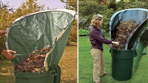 This Leaf Collection Bag Is Like A Giant Dust Pan That Makes Your Fall Cleanup A Breeze