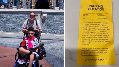 A Rude Note Was Left For A Mother And Her Disabled Son About Their Parking Job At Disney World And It’s Not Right