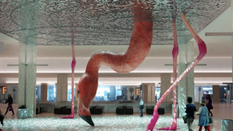 This Giant Pink Flamingo Sculpture Is One Of Four Amazing Art Exhibits Going In At The Tampa International Airport