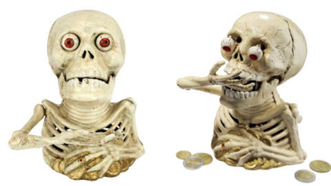 This Hungry Skeleton Bank Has Eyes That Bug Out When He Eats Coins