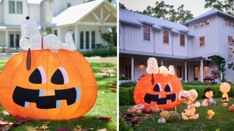 You Can Get An Adorable Light Up Inflatable Of Snoopy Sleeping On A Pumpkin And It’s Perfect