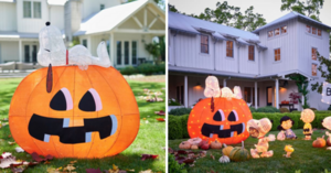 You Can Get An Adorable Light Up Inflatable Of Snoopy Sleeping On A Pumpkin And It’s Perfect