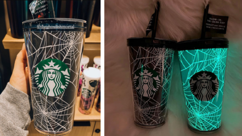 Starbucks Released A New Glow-In-The-Dark Spiderweb Cup Complete With Stickers You Can Use To Decorate It