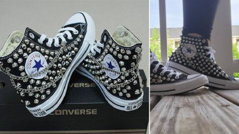 You Have To Check Out These Black Studded Converse Sneakers