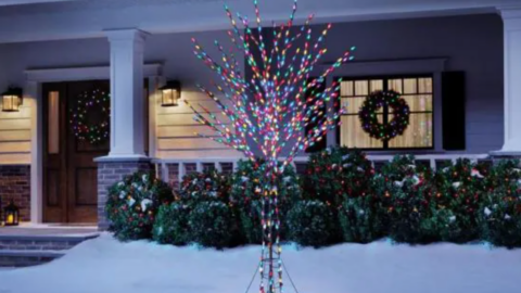 Home Depot Is Selling A 8-Foot Bare Branch Christmas Tree That’s Already Decorated in Colorful Lights