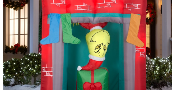 You Can Get a 7 Foot Animatronic Grinch That Climbs Down the Chimney and Lights Up in Your Front Yard