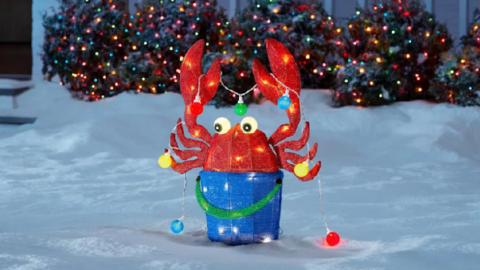 Home Depot Is Selling A Light-Up Christmas Crab You Can Put In Your Yard For The Holidays