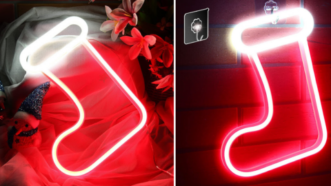 This Neon Christmas Stocking Light Will Bring A Bit Of Cheer To Your Holiday Decorations