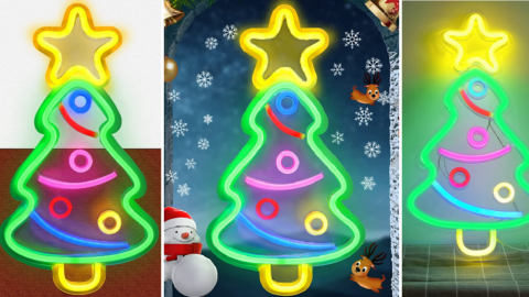 This LED Neon Christmas Tree Wall Decoration Will Light Up The Holidays