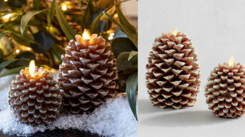 You Can Get Flickering Flameless Pinecone Candles To Make Your Holiday Atmosphere More Cozy