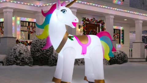 Home Depot Is Selling An Inflatable Christmas Unicorn You Can Put In Your Yard For The Holidays