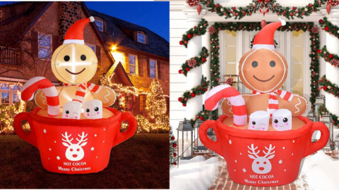 You Can Get An Inflatable Gingerbread Man In A Mug Of Hot Cocoa To Put In Your Yard For Christmas