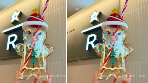 Starbucks Has a Gingerbread Man Shaped Glass Tumbler and It Is So Festive