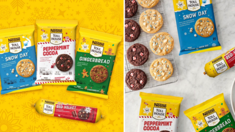 Nestlé Toll House Is Releasing New Holiday Cookie Doughs Including Red Velvet Dough Filled With White Morsels