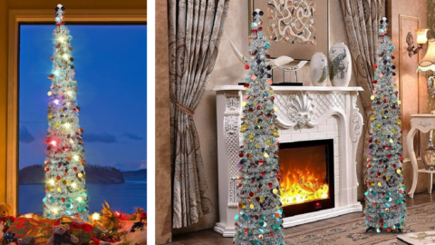 This Skinny Tinsel Christmas Tree Is The Perfect Decoration For Any Room In Your House