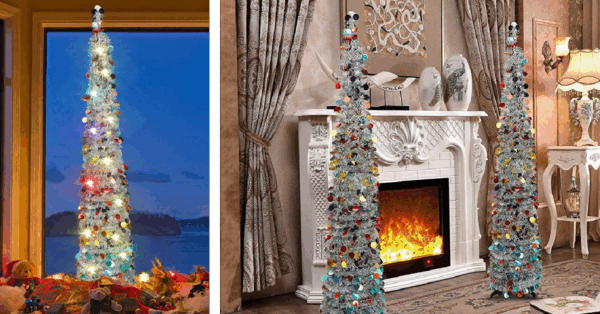 This Skinny Tinsel Christmas Tree Is The Perfect Decoration For Any Room In Your House