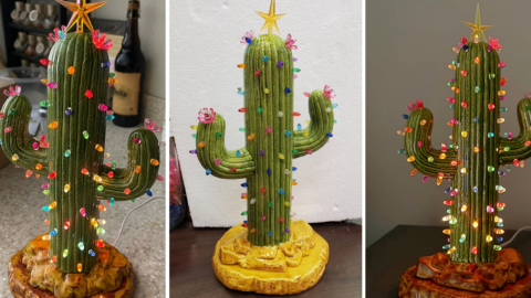 This Light-Up Christmas Cactus Is The Perfect Decoration To Bring A Bit Of Holiday Cheer To Your Home