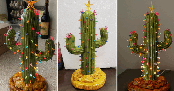 This Light-Up Christmas Cactus Is The Perfect Decoration To Bring A Bit Of Holiday Cheer To Your Home