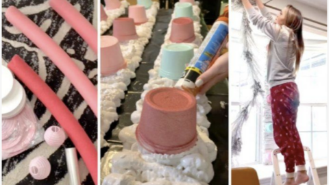 This Mom Is Turning Her Home Into a Life-Size Gingerbread House by Using Pool Noodles and It’s Incredible