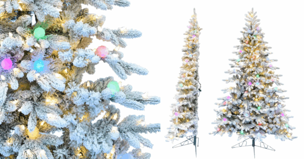 Home Depot Is Selling A Snow Covered Half Christmas Tree So You Don’t Have To Decorate The Backside
