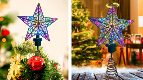 You Can Get A Rotating Star Christmas Tree Topper That Lights Up In Rainbow Colors