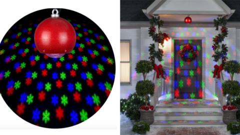 You Can Get An Ornament That Projects Snowflakes Onto Your Door So You Can Light Up The Night This Christmas