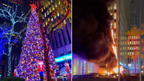 The 50 Foot Fox News Christmas Tree in New York Was Set on Fire