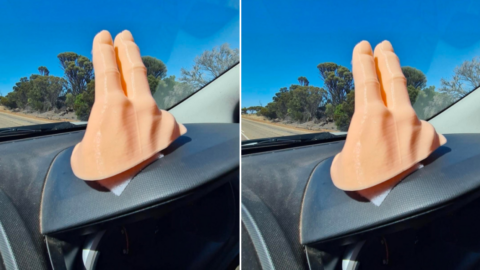 This 2-Finger Waving Hand Attaches to Your Car’s Dashboard So You Never Miss Another Wave Again