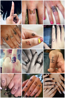 collage of super cute finger tattoos