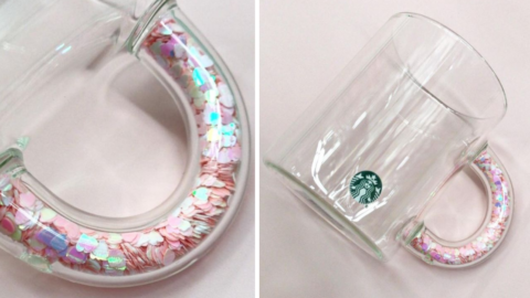 This Starbucks Glass Heart Confetti Mug Is All I Want For Valentine’s Day