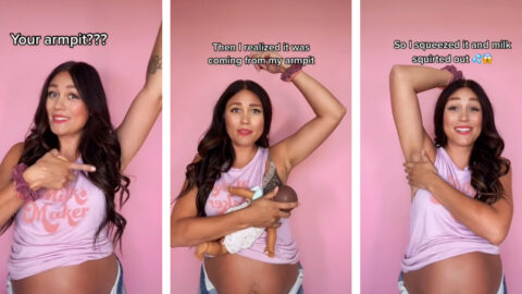Breastfeeding Mom Realizes Baby’s Hair Is Soaking Wet, Realizes Her Armpit is Leaking [Video]