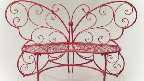 You Can Get A Beautiful Red Iron Butterfly Bench That Is Perfect For Your Garden