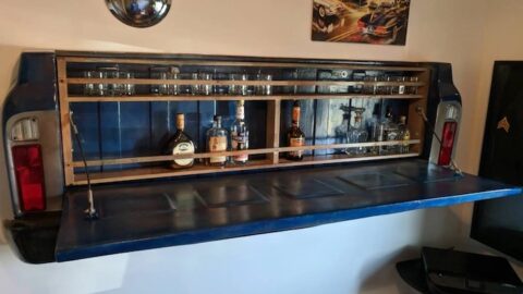 These Wall-Mounted Tailgate Bars Are Made Out of Old Truck Beds and I’m Obsessed
