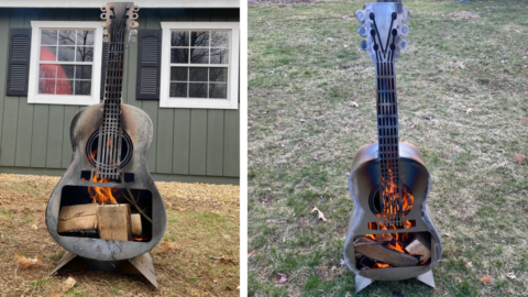This Guitar Shaped Fire Pit Is Perfect For The Music Lover In Your Life