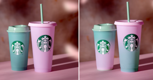 Starbucks Releases New Color Changing Cups That Change from Purple to Green