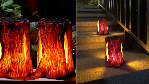 These Solar Power Erupting Volcano Lights Illuminate Your Yard at Night